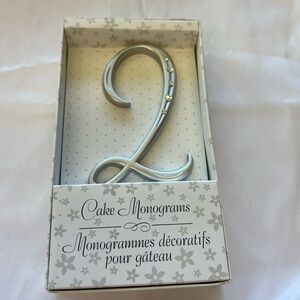 Elegant Silver Number `2’ With Rhinestones Monogram Cake Topper